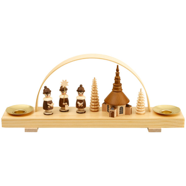 Schwibbogen, Seiffner Kirche mit Kurrende, natur